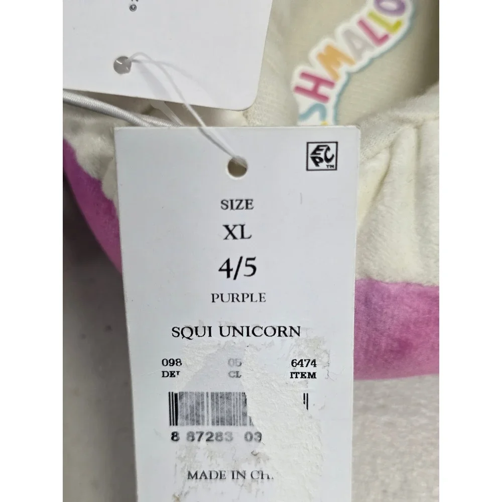 Squishmallows Lola the Unicorn Plush Slippers Pink Purple Tie Dye Kids XL 4/5